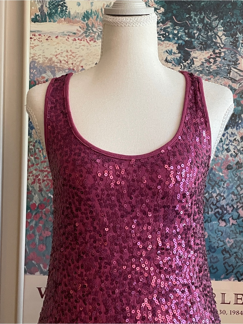 Vintage Y2K Wet Seal Pink Sequin Tank Top Medium Racerback Mermaidcore Summer - Picture 4 of 10
